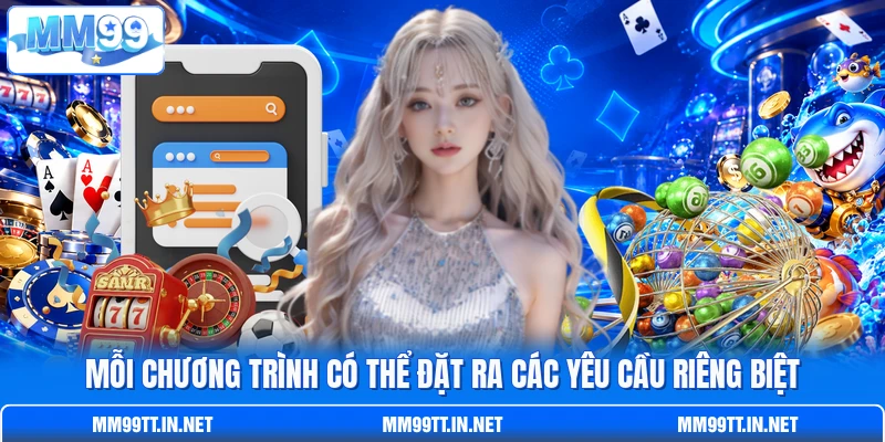 Mỗi chương trình có thể đặt ra các yêu cầu riêng biệt Mỗi chương trình có thể đặt ra các yêu cầu riêng biệt